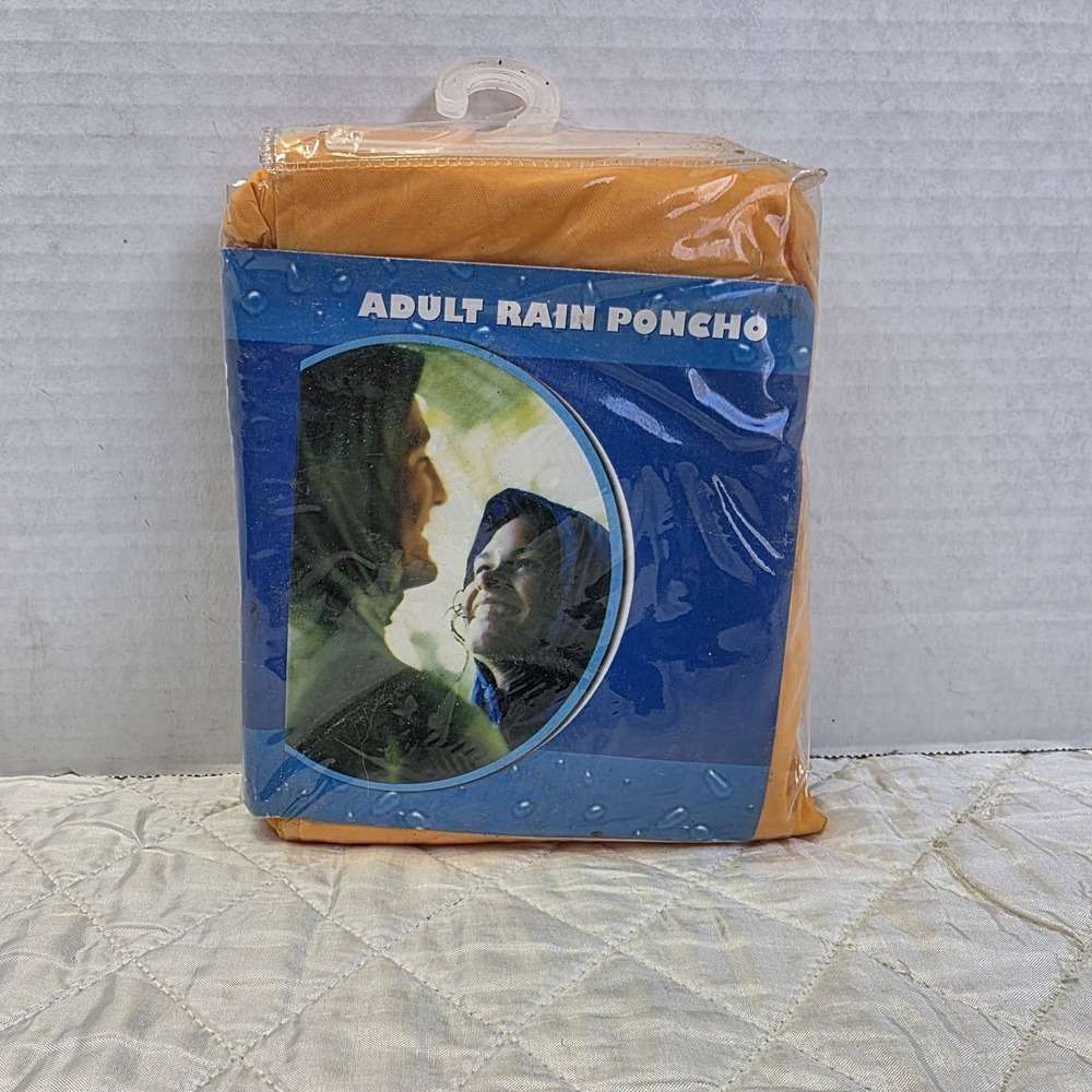 New Old Stock Rain Poncho Adult Size Emergency Waterproof Rainwear Raincoat Hood